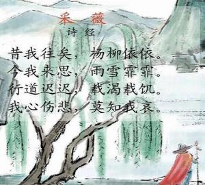 诗吟诵采薇背景视频